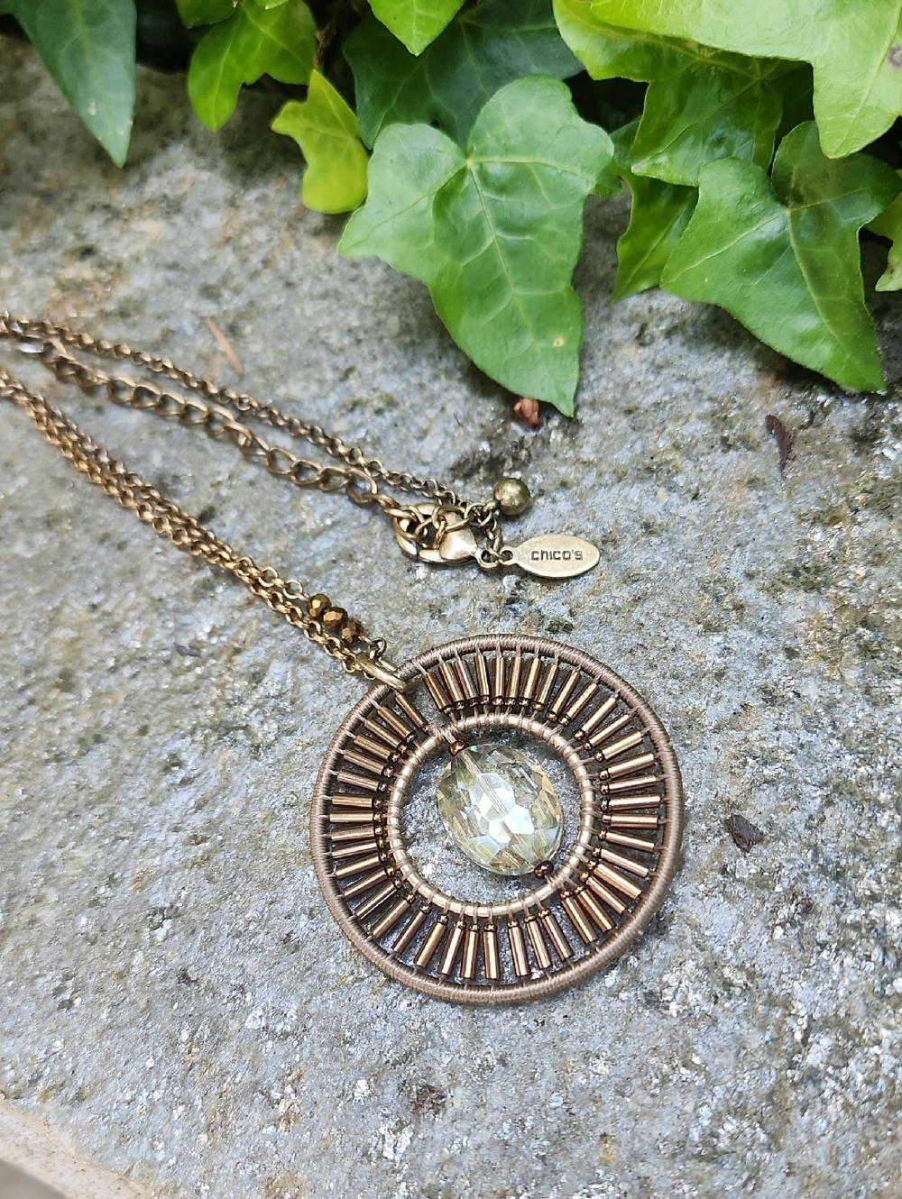 Chico's Gold and Brown Pendant Necklace